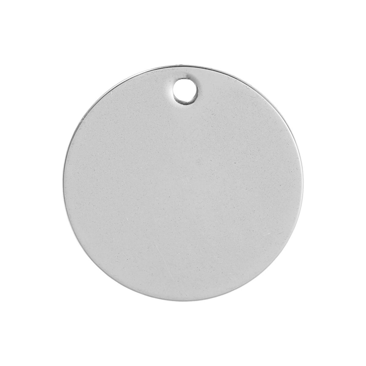 Picture of Stainless Steel Pendants Round Silver Tone Blank Stamping Tags One Side 20mm Dia., 100 PCs