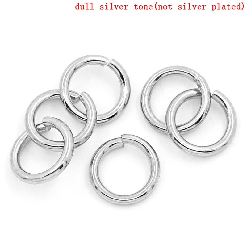 Picture of 304 Stainless Steel Opened Jump Rings Findings Round Silver Tone 8mm( 3/8") Dia, 500 PCs