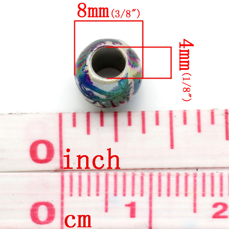Picture of Acrylic Drawbench Bubblegum Beads Round At Random AB Color About 8mm Dia, Hole: Approx 4mm, 500 PCs