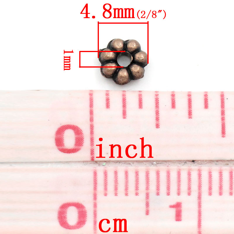 Picture of Spacer Beads Flower Copper Tone 4.8x4.8mm,500PCs