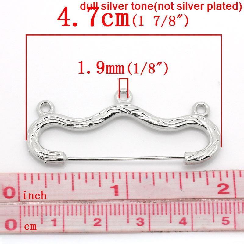 Picture of Zinc Based Alloy Pin Brooches Bow Silver Tone 47mm(1 7/8") x 20mm( 6/8"), 20 PCs