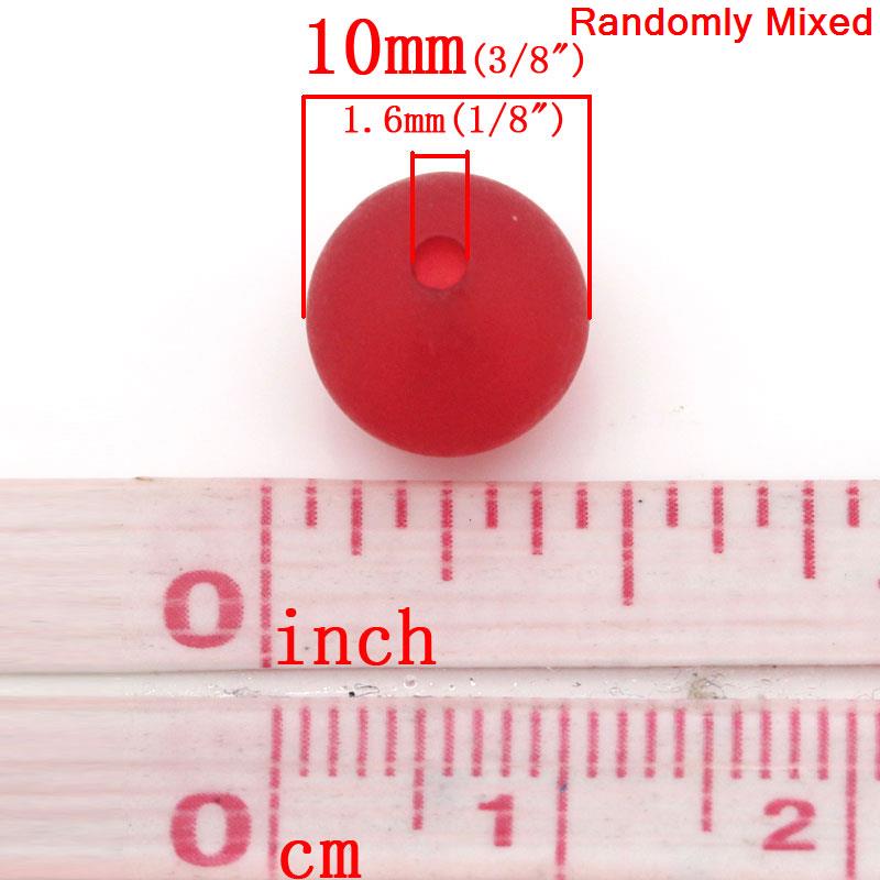 Picture of Acrylic Bubblegum Beads Ball At Random Frosted About 10mm Dia, Hole: Approx 1.6mm, 200 PCs