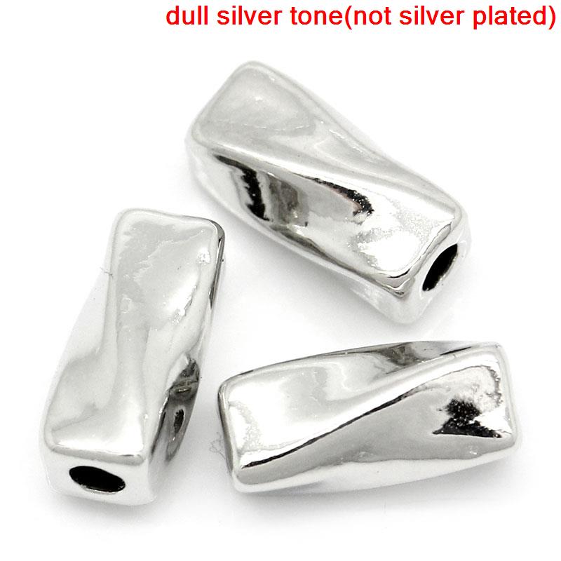 Picture of Zinc Based Alloy Spacer Beads Rectangle Silver Tone About 4mm x 4mm, Hole: Approx 1.3mm, 100 PCs