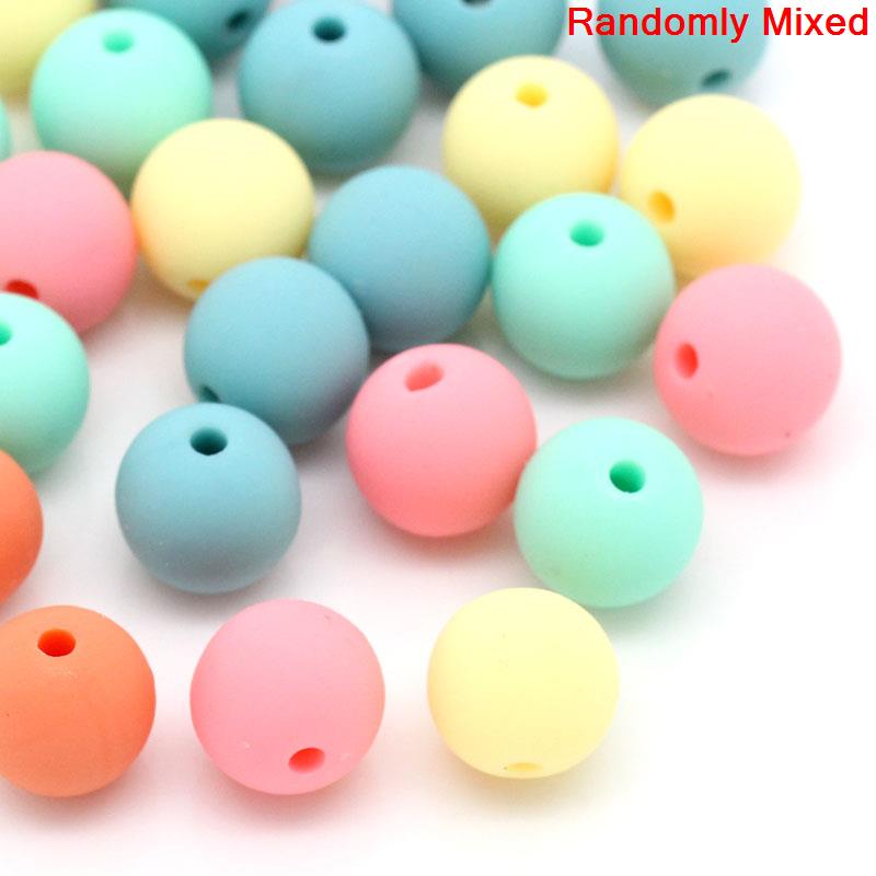 Picture of Pastel Acrylic Bubblegum Beads Round At Random About 9mm x 10mm, Hole: Approx 1.8mm, 100 PCs