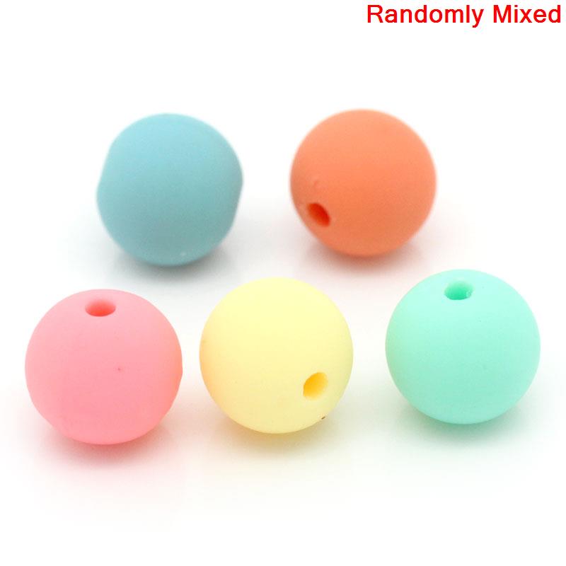 Picture of Pastel Acrylic Bubblegum Beads Round At Random About 9mm x 10mm, Hole: Approx 1.8mm, 100 PCs
