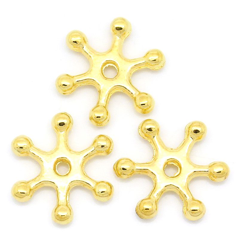 Picture of Zinc Based Alloy Spacer Beads Christmas Snowflake Gold Plated About 12mm x 11mm, Hole:Approx 1mm, 200 PCs