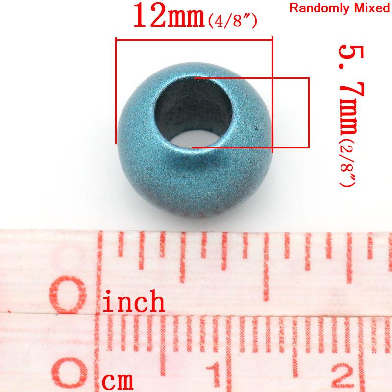 Picture of Acrylic European Style Large Hole Charm Beads Ball At Random About 12mm Dia, Hole: Approx 5.7mm, 200 PCs