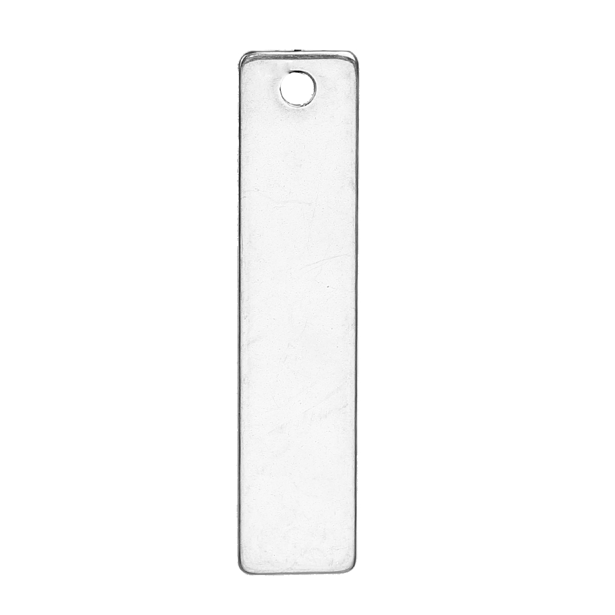 Picture of 304 Stainless Steel Blank Stamping Tags Pendants Rectangle Silver Tone One-sided Polishing 4cm x 9mm, 10 PCs