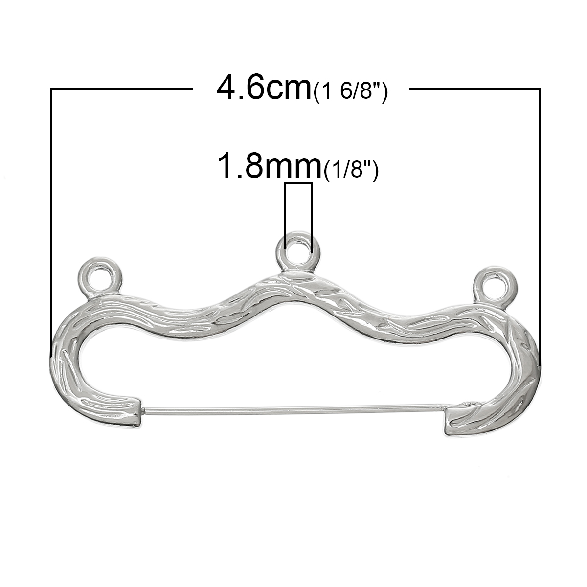 Picture of Brooches Findings Hanger 3 Loops Silver Tone (Lead,Nickel Free) 4.6cm x 2cm(1 6/8" x 6/8"),20PCs