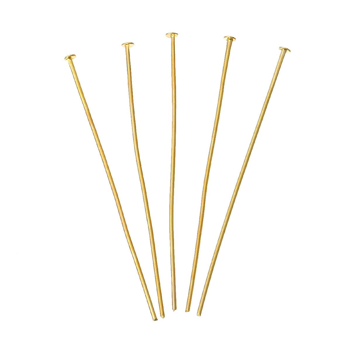 Picture of Iron Based Alloy Head Pins Gold Plated 5cm(2") long, 0.8mm (20 gauge), 500 PCs