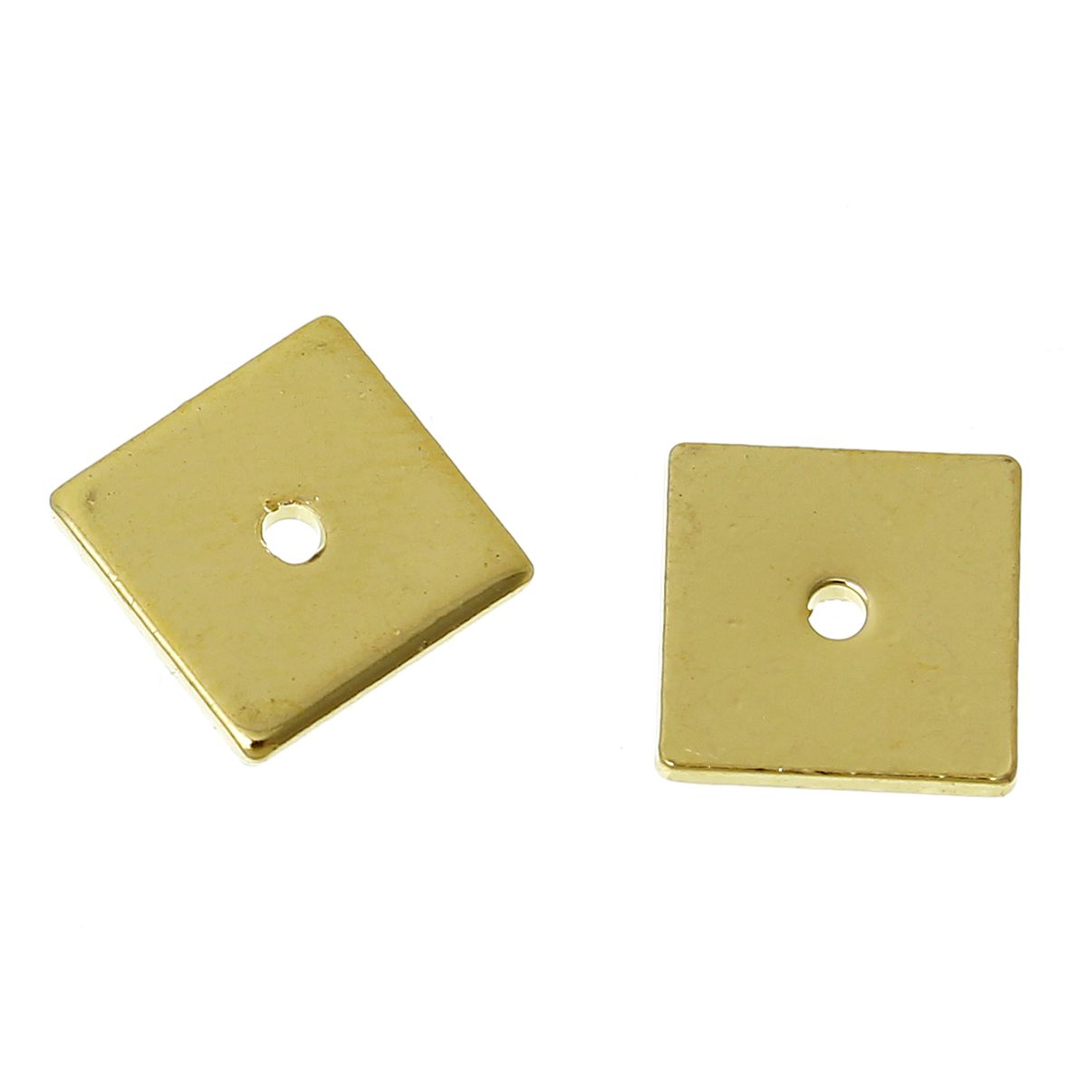 Picture of Copper Spacer Beads Square Gold Plated About 8mm x 8mm, Hole: Approx 0.8mm, 50 PCs