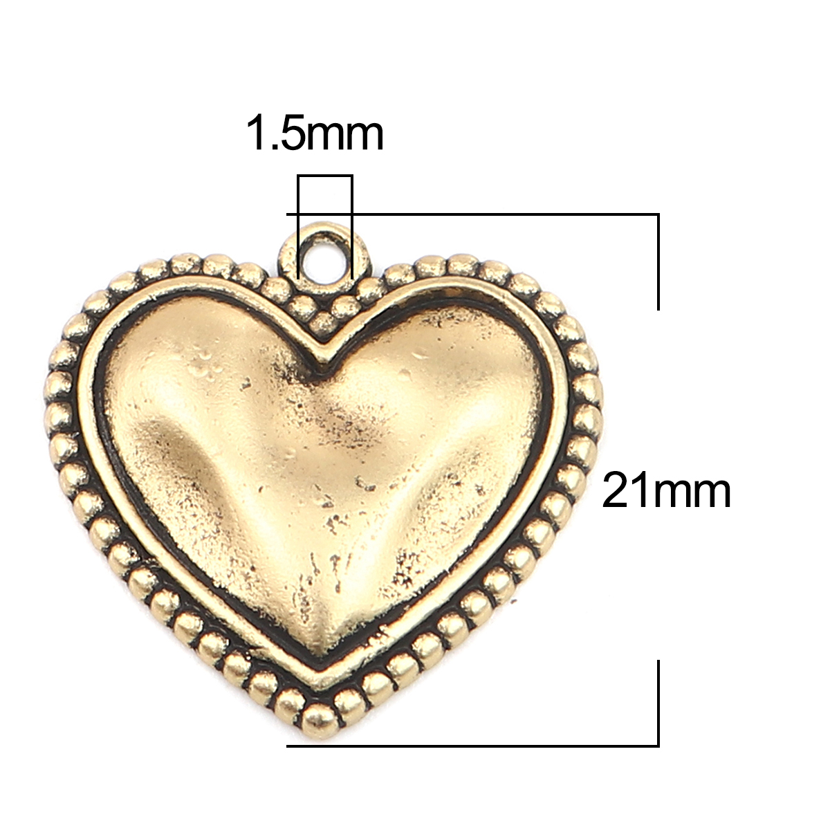 Picture of Zinc Based Alloy Valentine's Day Charms Heart Gold Tone Antique Gold 21mm x 21mm, 10 PCs