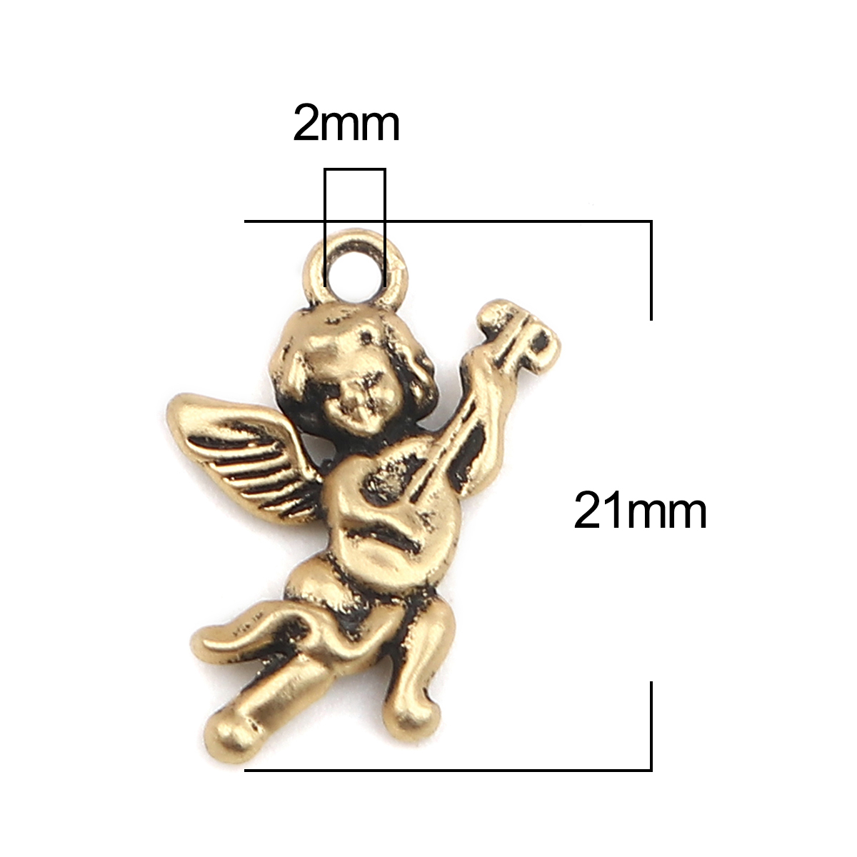 Picture of Zinc Based Alloy Religious Charms Angel Gold Tone Antique Gold 21mm x 16mm, 10 PCs