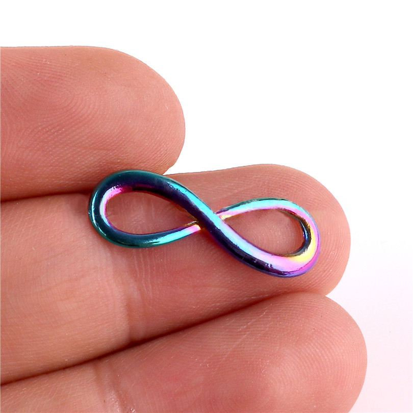 Picture of Zinc Based Alloy Connectors Infinity Symbol Multicolor AB Color 23mm x 8mm, 1 Packet ( 5 PCs/Packet)