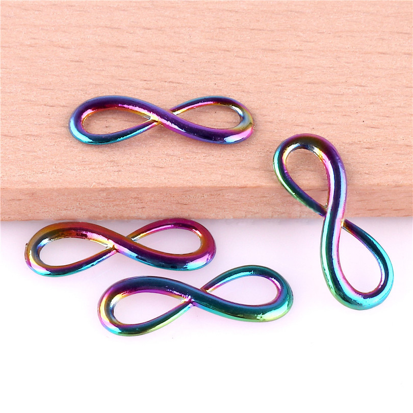 Picture of Zinc Based Alloy Connectors Infinity Symbol Multicolor AB Color 23mm x 8mm, 1 Packet ( 5 PCs/Packet)