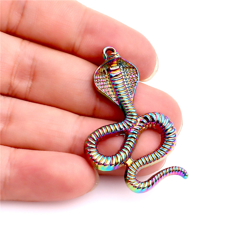Picture of Zinc Based Alloy Pendants Snake Animal Multicolor AB Color 44mm x 27mm, 1 Packet ( 5 PCs/Packet)