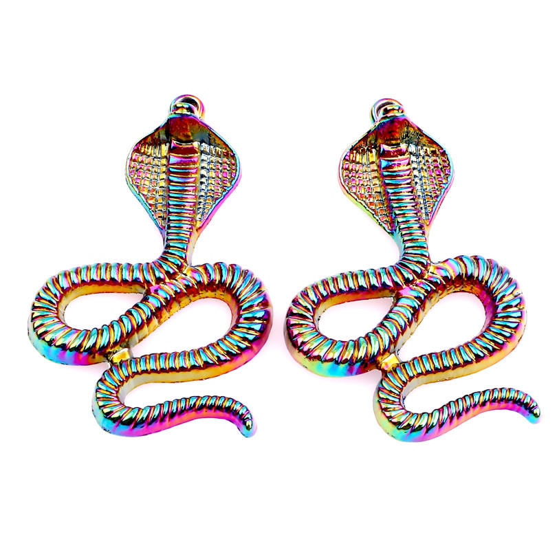 Picture of Zinc Based Alloy Pendants Snake Animal Multicolor AB Color 44mm x 27mm, 1 Packet ( 5 PCs/Packet)