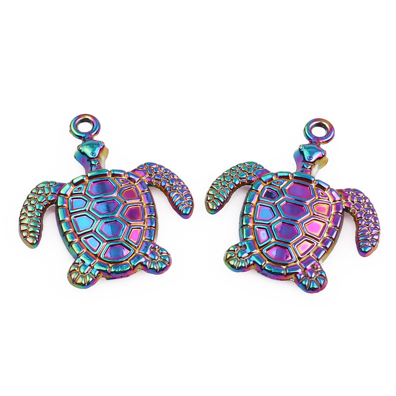 Picture of Zinc Based Alloy Ocean Jewelry Pendants Tortoise Animal Purple AB Color 33mm x 25mm, 1 Packet ( 5 PCs/Packet)