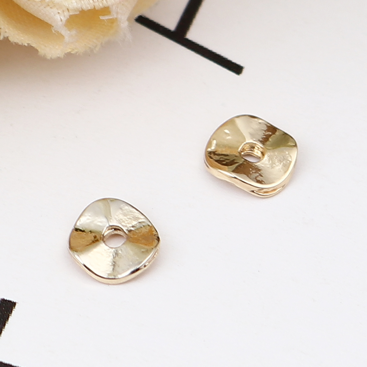 Picture of Zinc Based Alloy Spacer Beads Round 16K Real Gold Plated About 6mm Dia., Hole: Approx 1.1mm, 10 PCs