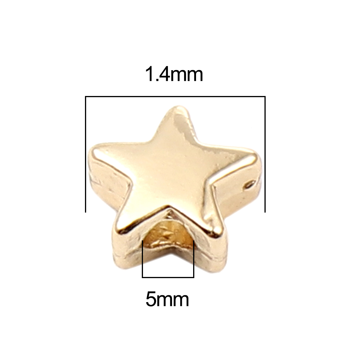 Picture of Zinc Based Alloy Galaxy Spacer Beads Star 16K Real Gold Plated About 5mm x 5mm, Hole: Approx 1.4mm, 10 PCs