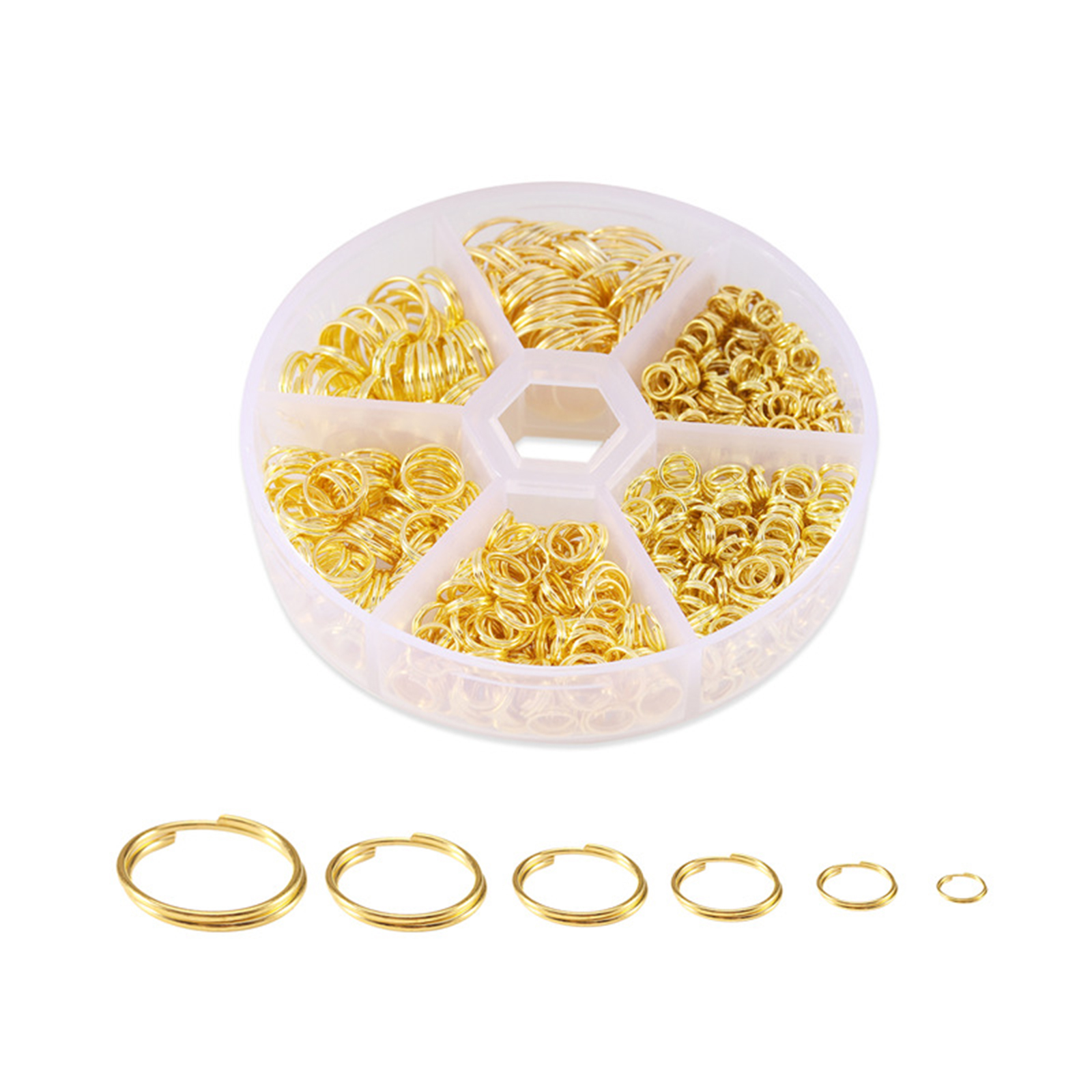 Picture of Iron Based Alloy Double Split Jump Rings Findings Set Gold Plated Circle 12mm Dia. - 4mm Dia., 1 Box