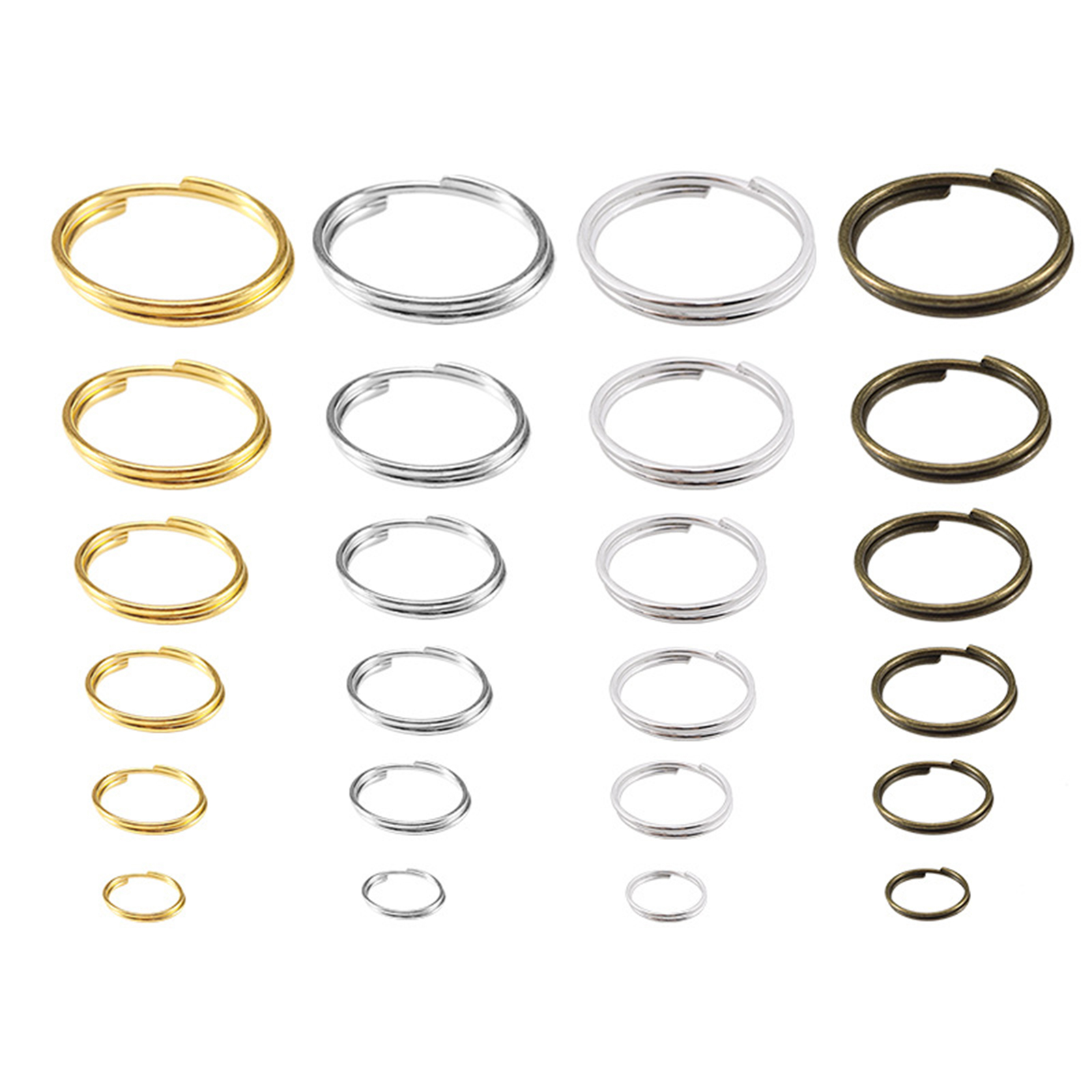 Picture of Iron Based Alloy Double Split Jump Rings Findings Set Antique Bronze Circle 12mm Dia. - 4mm Dia., 1 Box