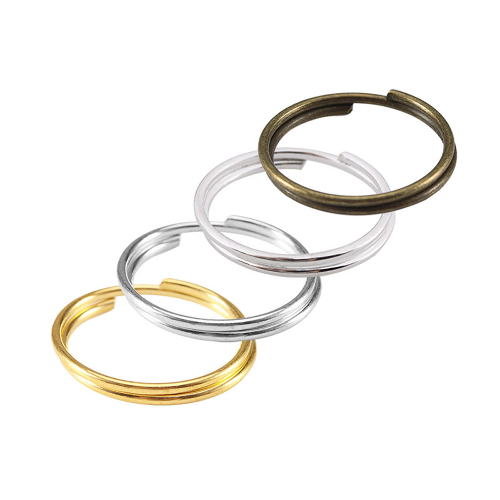 Picture of Iron Based Alloy Double Split Jump Rings Findings Set Silver Plated Circle 12mm Dia. - 4mm Dia., 1 Box