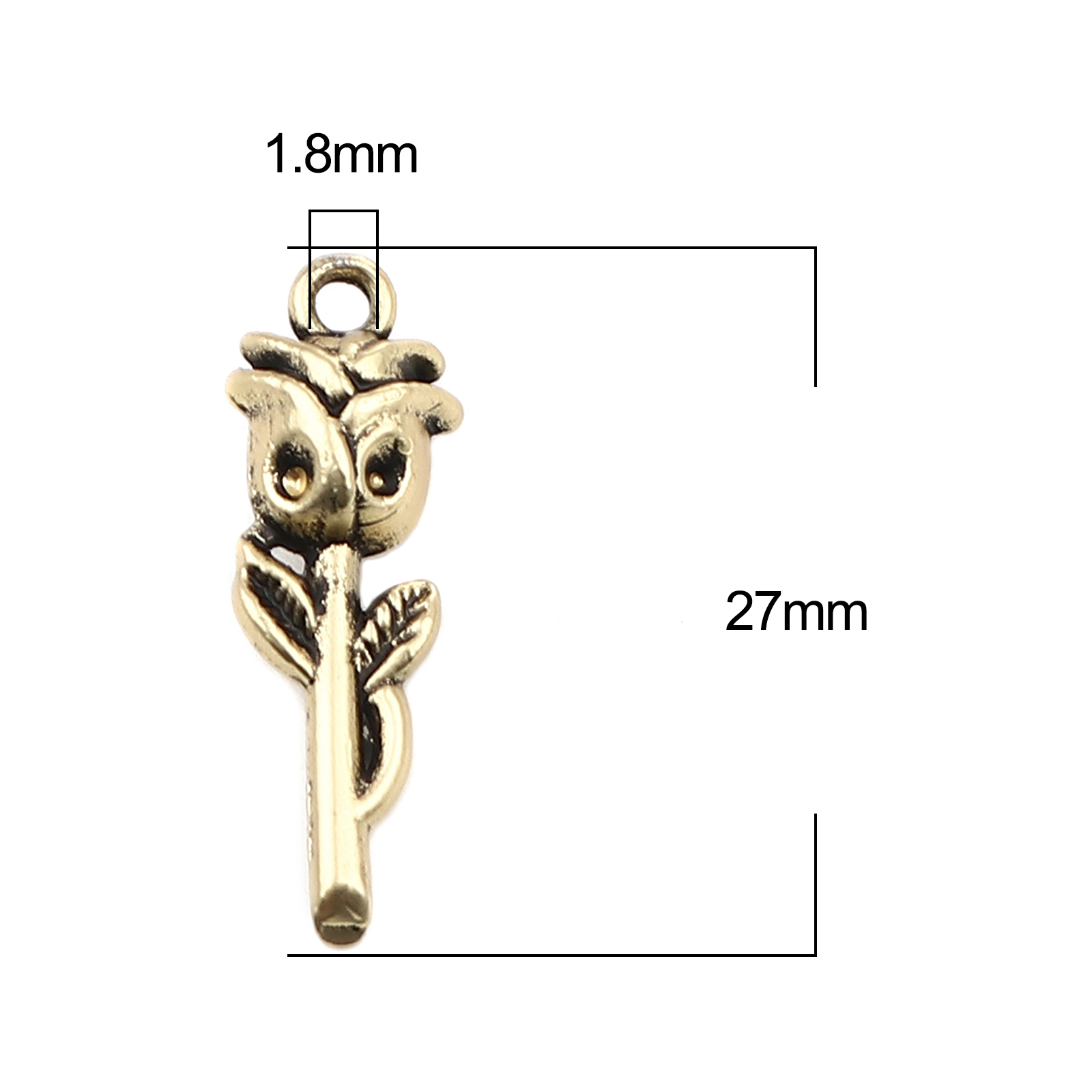 Picture of Zinc Based Alloy Charms Rose Flower Gold Tone Antique Gold (Can Hold ss6 Pointed Back Rhinestone) 27mm x 9mm, 10 PCs