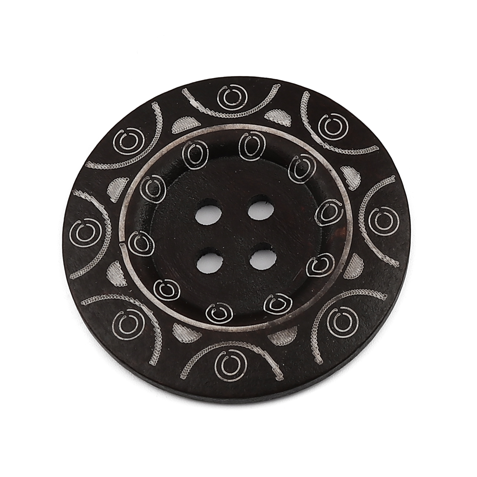Picture of Wood Sewing Buttons Scrapbooking 4 Holes Round Dark Coffee Circle 6cm Dia., 10 PCs