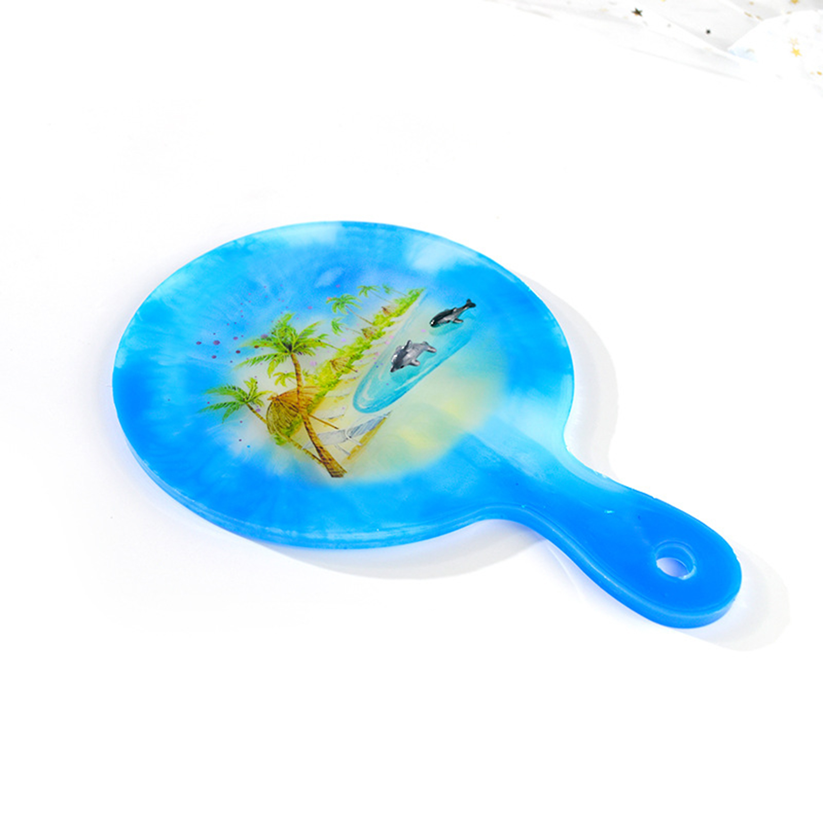 Picture of Silicone Resin Mold For Jewelry Making Tray Round Coconut Palm Tree Multicolor 21cm x 14.8cm, 1 Piece