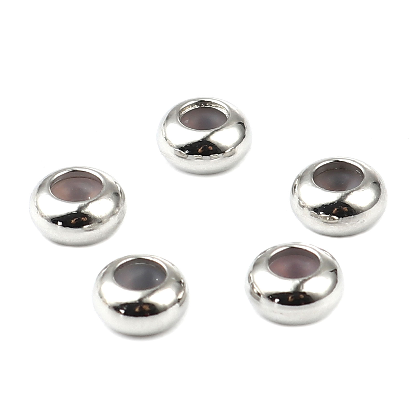 Picture of Copper Beads Round Real Platinum Plated About 6.5mm Dia, Hole: Approx 1.2mm, 5 PCs