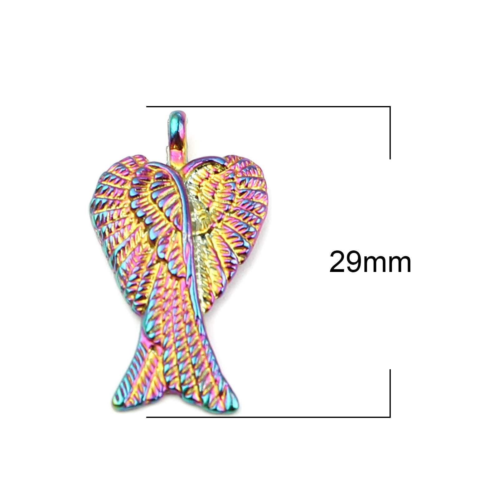 Picture of Zinc Based Alloy Charms Wing Multicolor 29mm x 16mm, 10 PCs