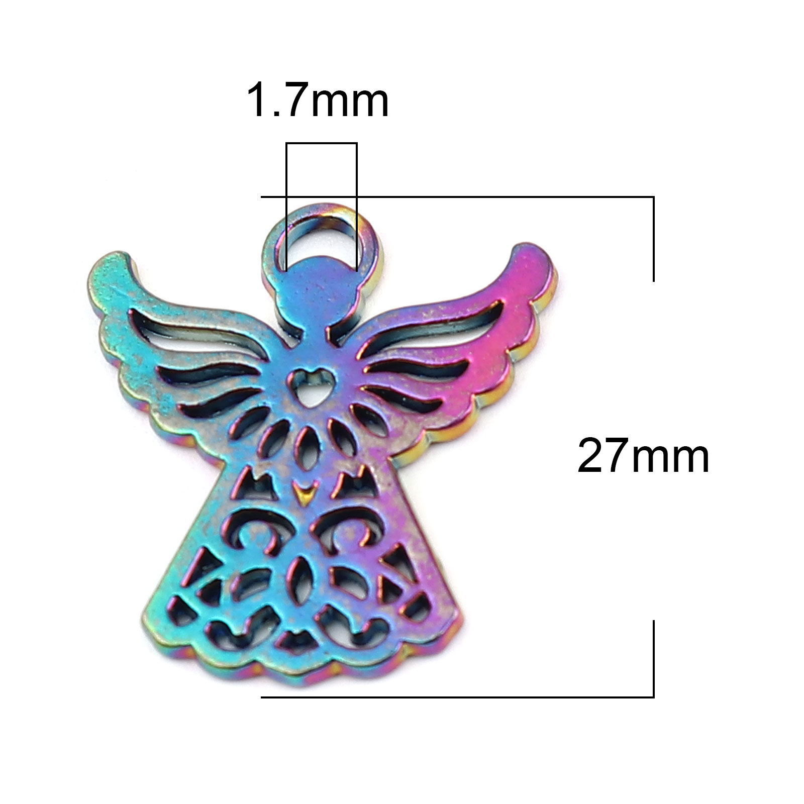 Picture of Zinc Based Alloy Religious Charms Angel Multicolor 27mm x 25mm, 10 PCs