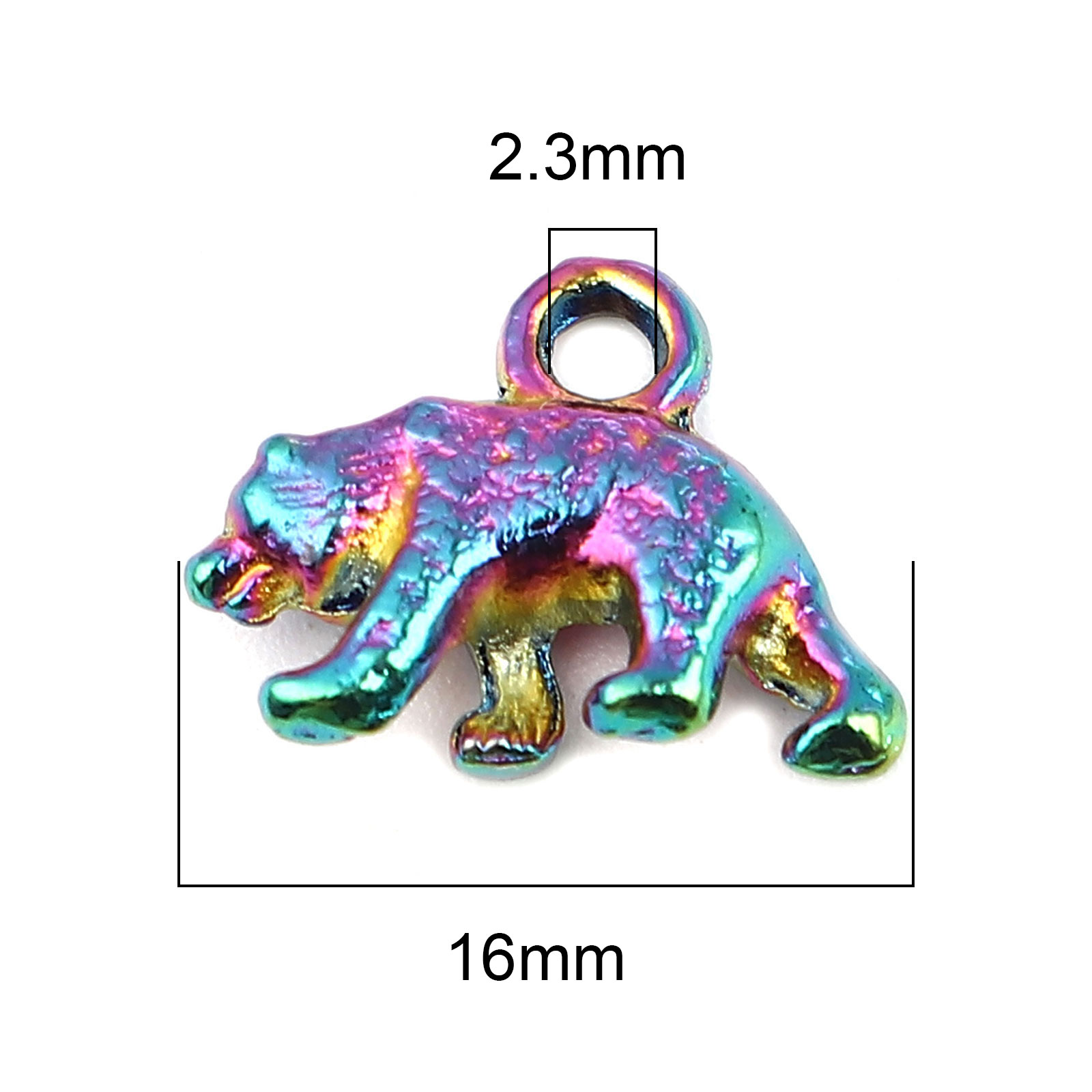 Picture of Zinc Based Alloy Charms Bear Animal Multicolor 16mm x 12mm, 10 PCs