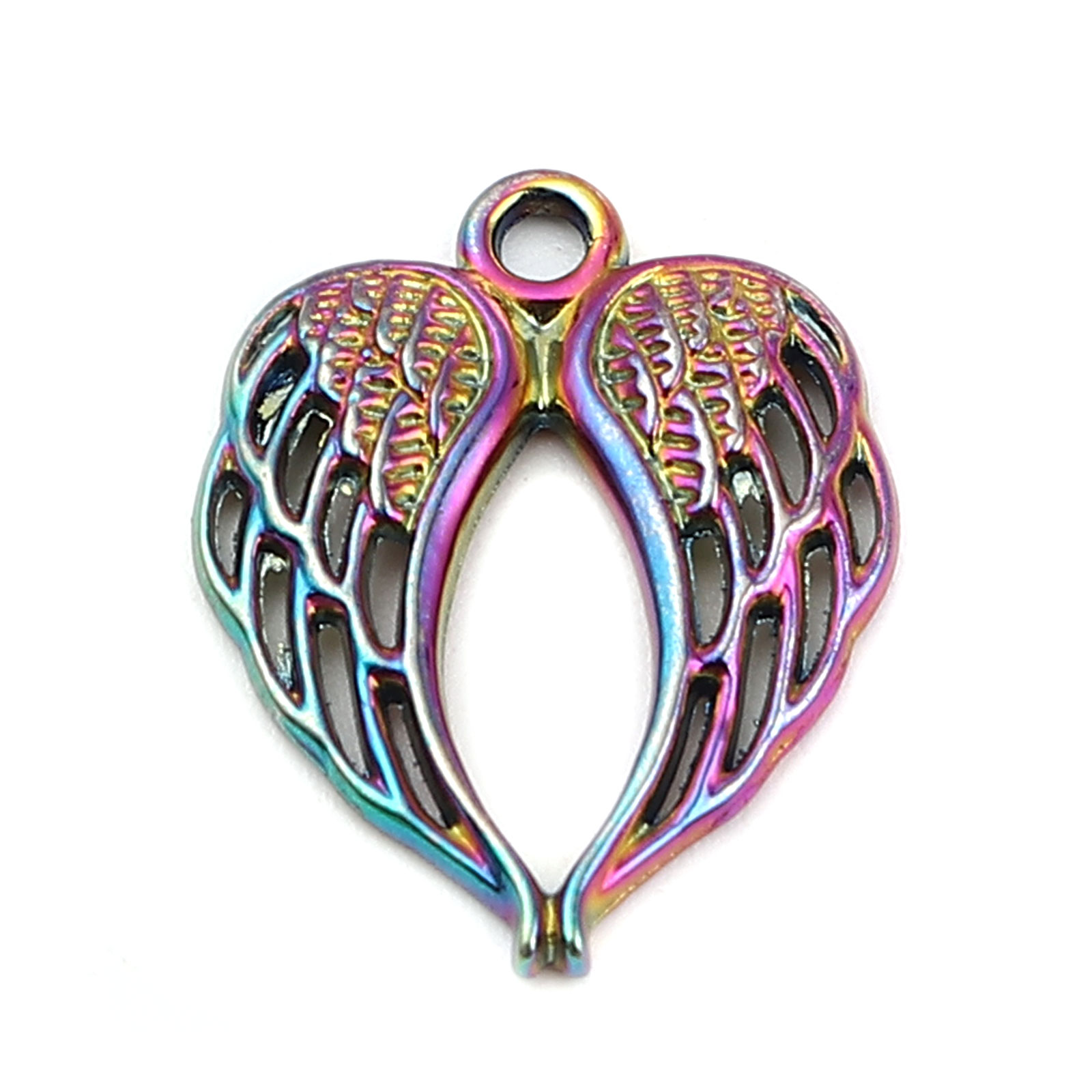 Picture of Zinc Based Alloy Charms Wing Multicolor Heart 21mm x 17mm, 10 PCs
