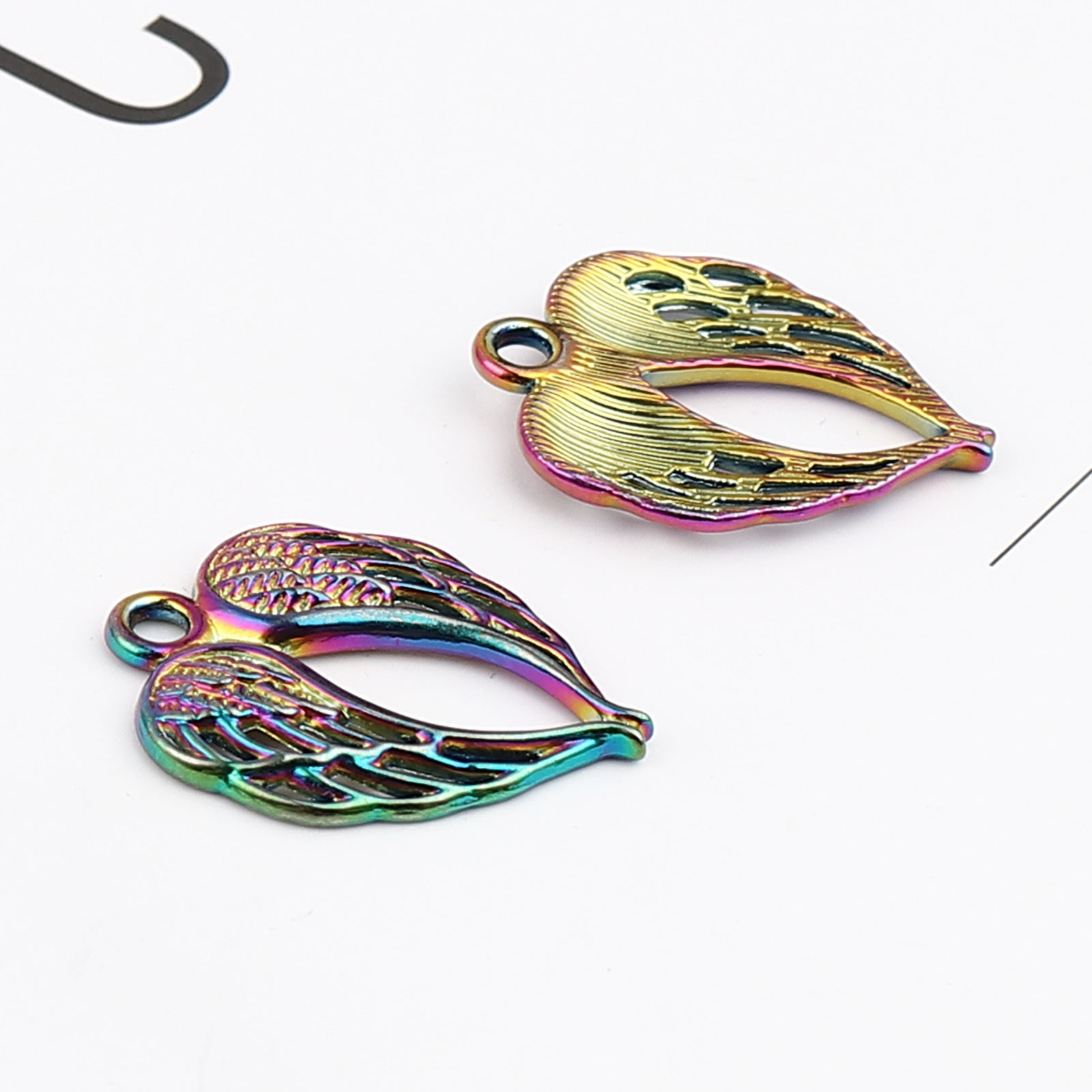 Picture of Zinc Based Alloy Charms Wing Multicolor Heart 21mm x 17mm, 10 PCs