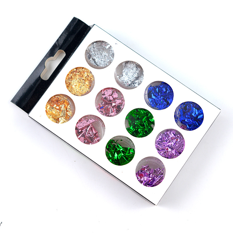 Picture of Tin Foil Resin Jewelry Craft Filling Material Mixed Color 13.5cm x 8.5cm, 1 Box ( 12 PCs/Box)