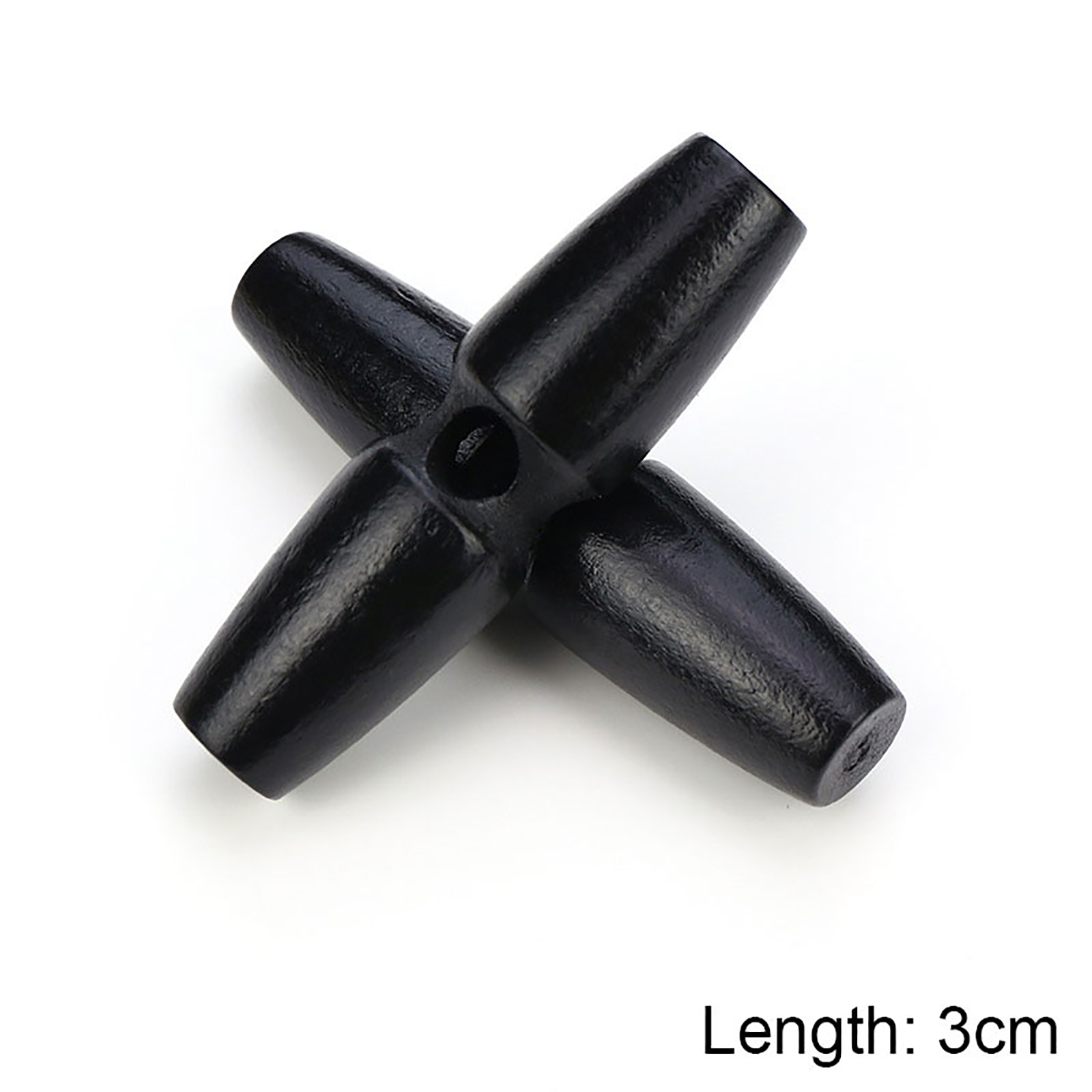 Picture of Wood Horn Buttons Scrapbooking Single Hole Barrel Black 30mm, 20 PCs