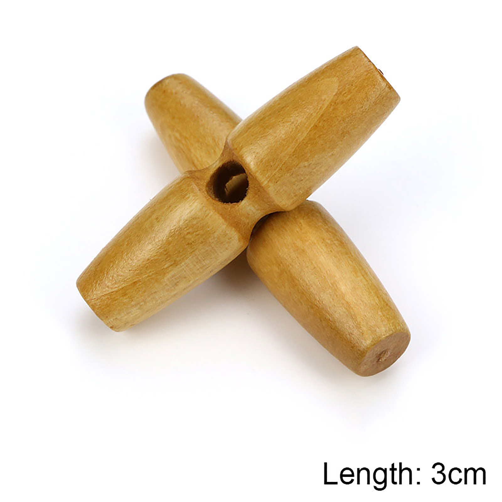 Picture of Wood Horn Buttons Scrapbooking Single Hole Barrel Beige 30mm, 20 PCs