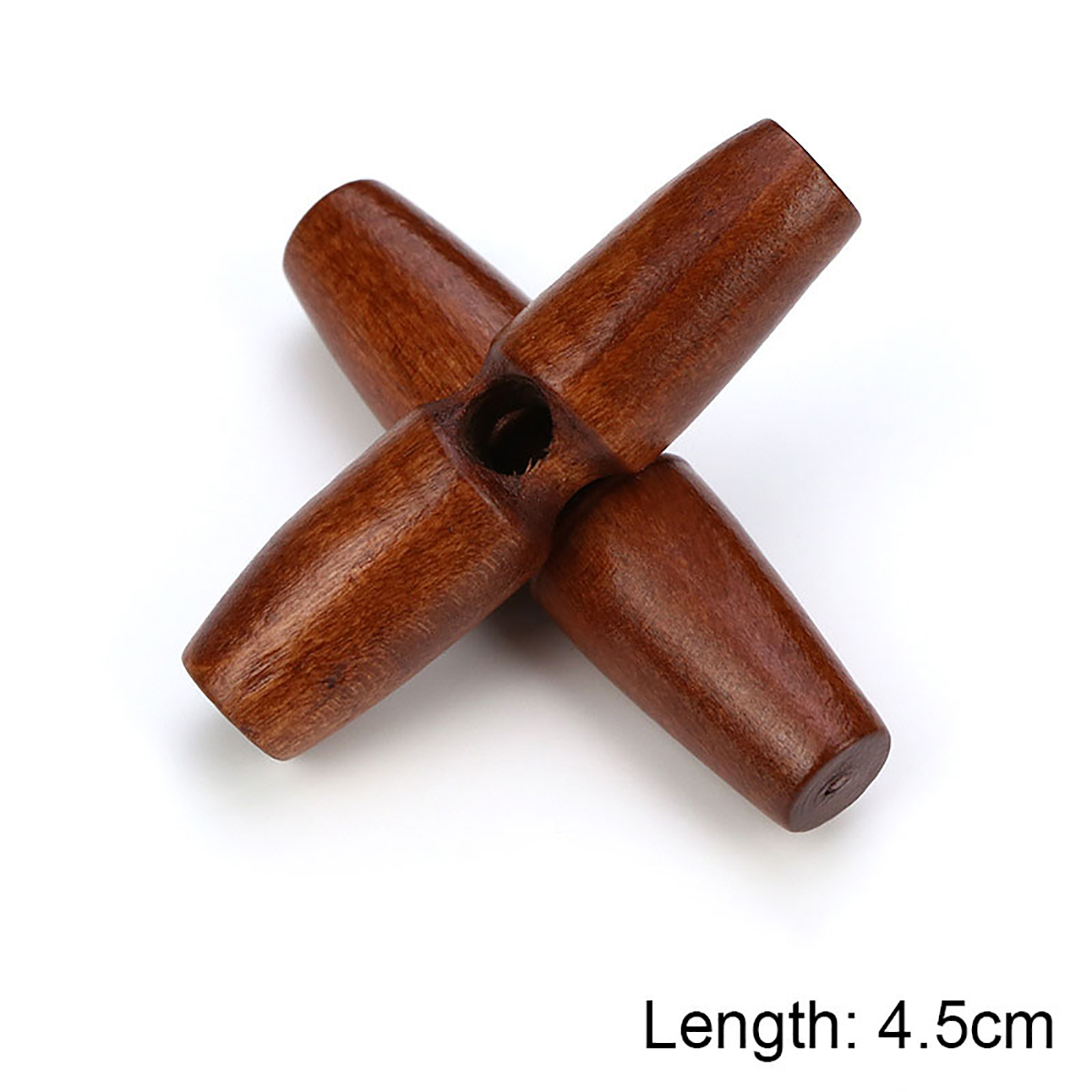 Picture of Wood Horn Buttons Scrapbooking Single Hole Barrel Red Brown 45mm, 20 PCs