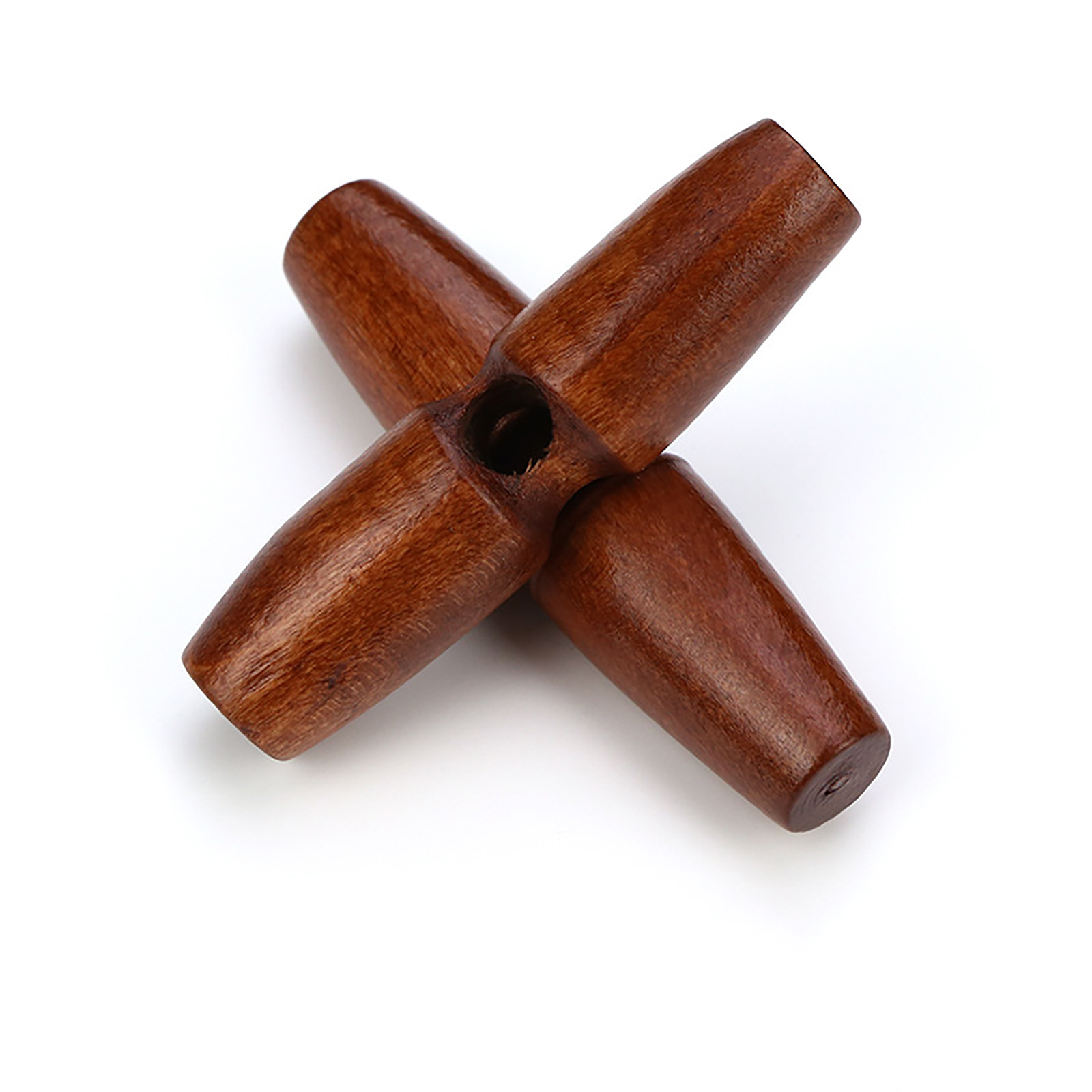 Picture of Wood Horn Buttons Scrapbooking Single Hole Barrel Red Brown 60mm, 20 PCs