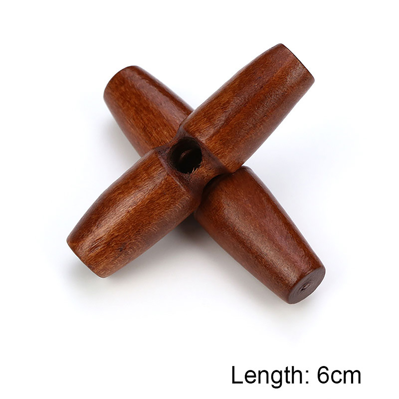 Picture of Wood Horn Buttons Scrapbooking Single Hole Barrel Red Brown 60mm, 20 PCs