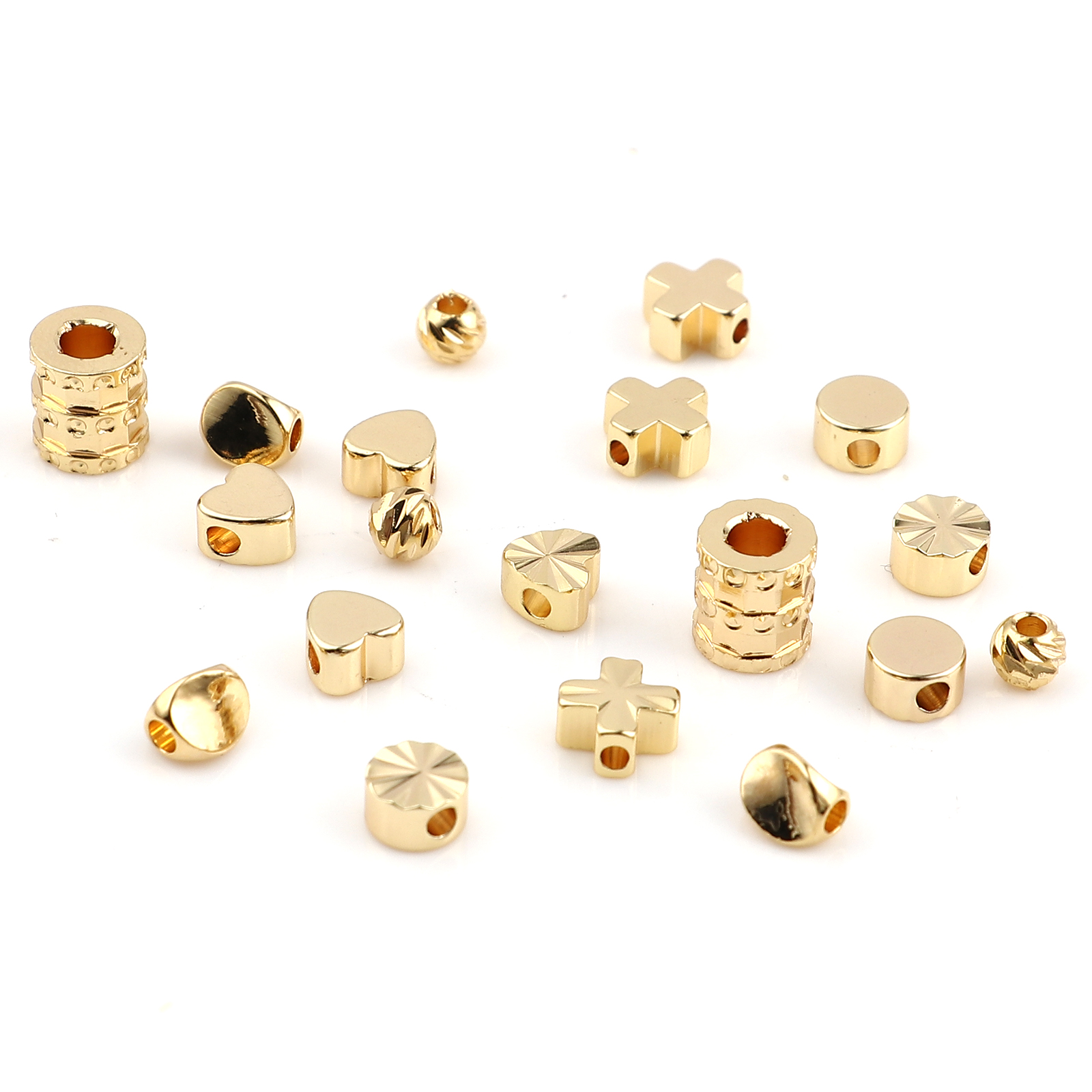 Picture of Copper Beads Heart 18K Real Gold Plated About 5mm x 5mm, Hole: Approx 1.5mm, 10 PCs