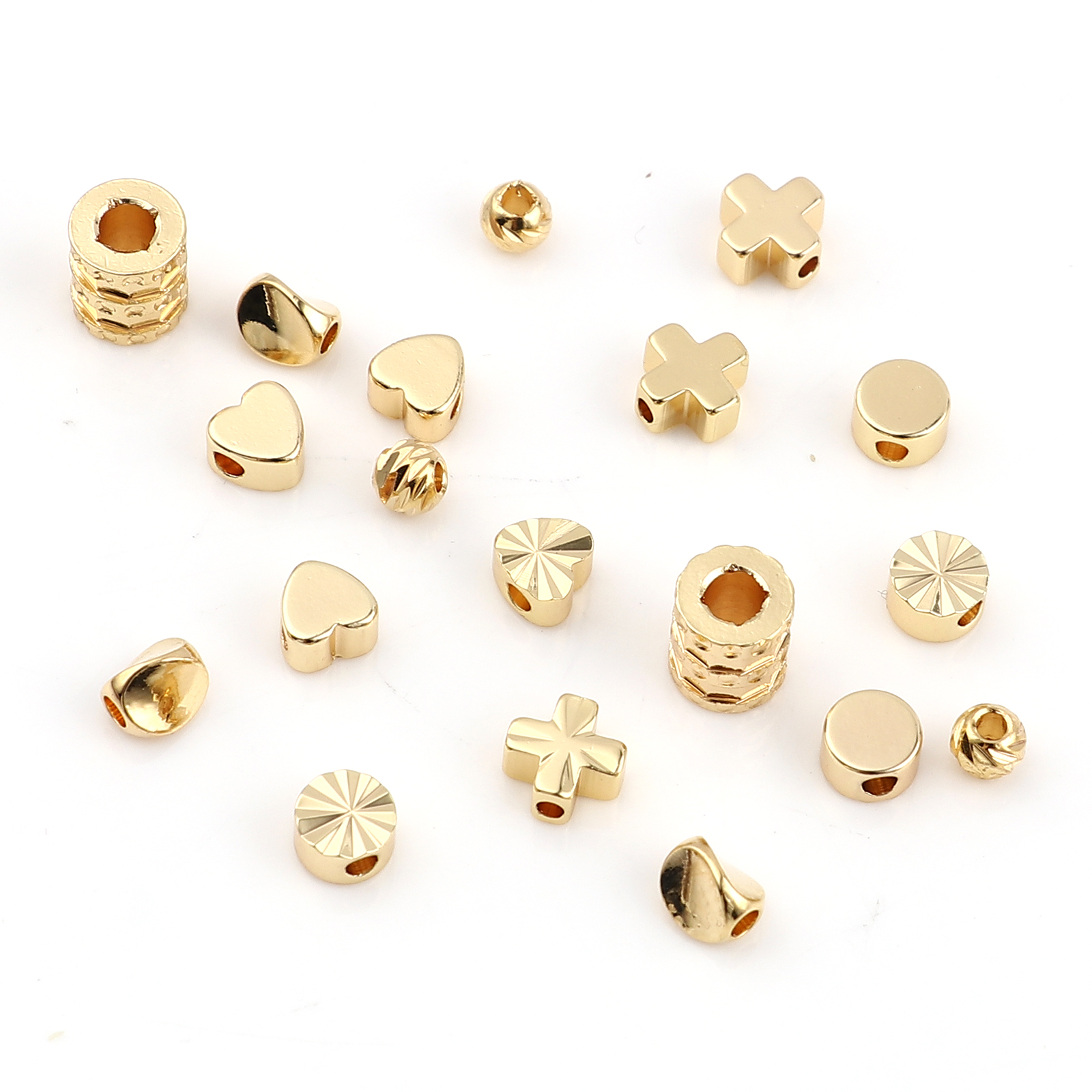 Picture of Copper Beads Heart 18K Real Gold Plated About 5mm x 5mm, Hole: Approx 1.5mm, 10 PCs