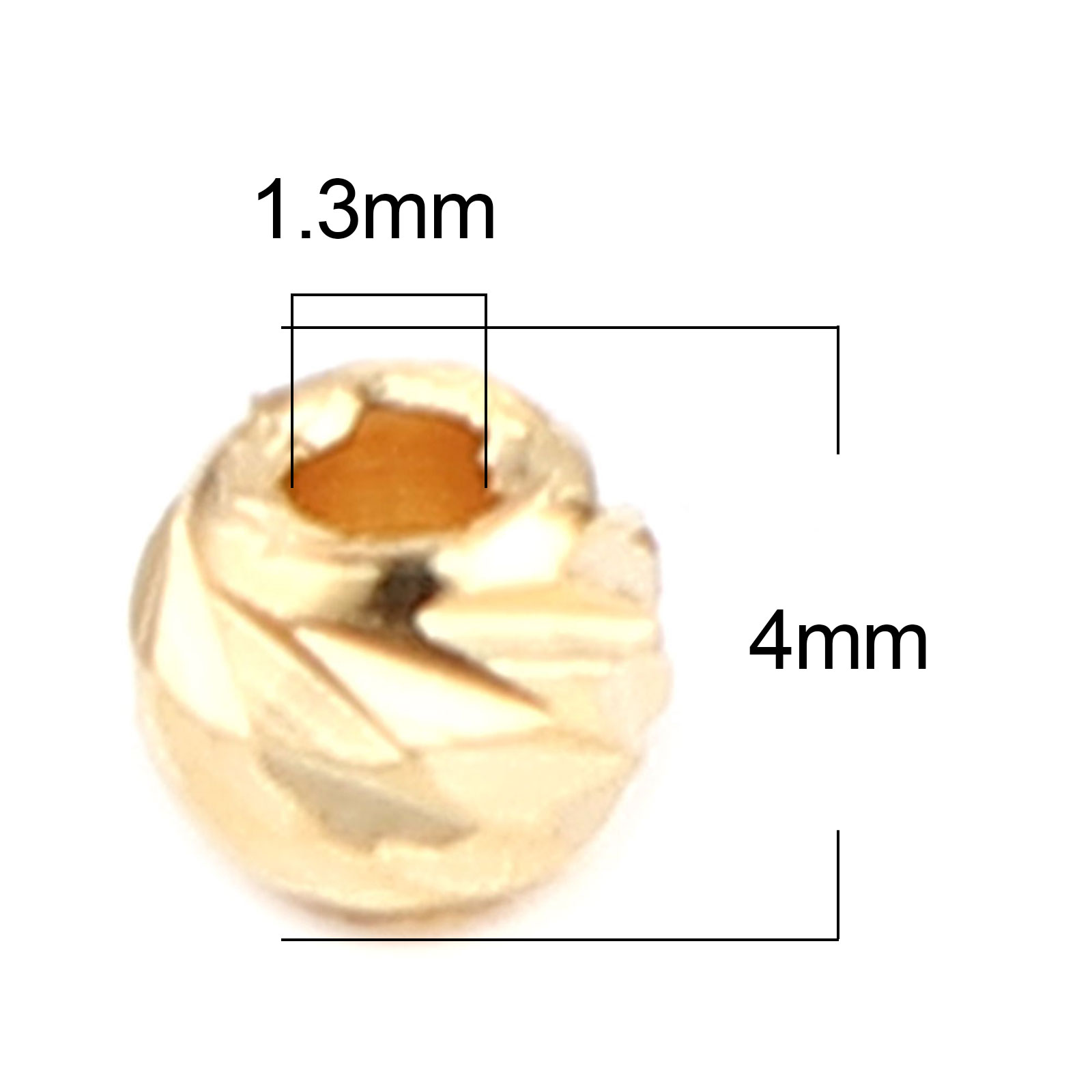 Picture of Copper Beads Round 18K Real Gold Plated Rhombus About 4mm Dia, Hole: Approx 1.3mm, 10 PCs