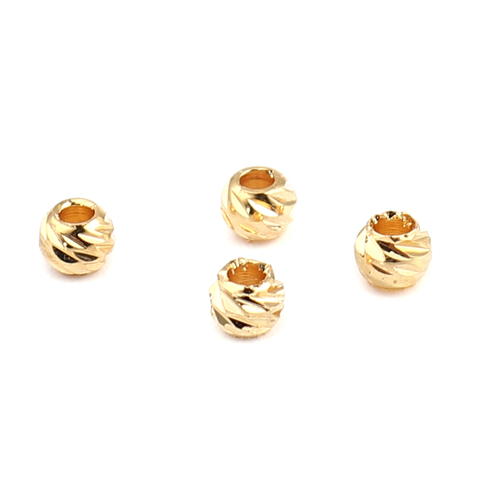 Picture of Copper Beads Round 18K Real Gold Plated Rhombus About 3mm Dia, Hole: Approx 1.2mm, 20 PCs