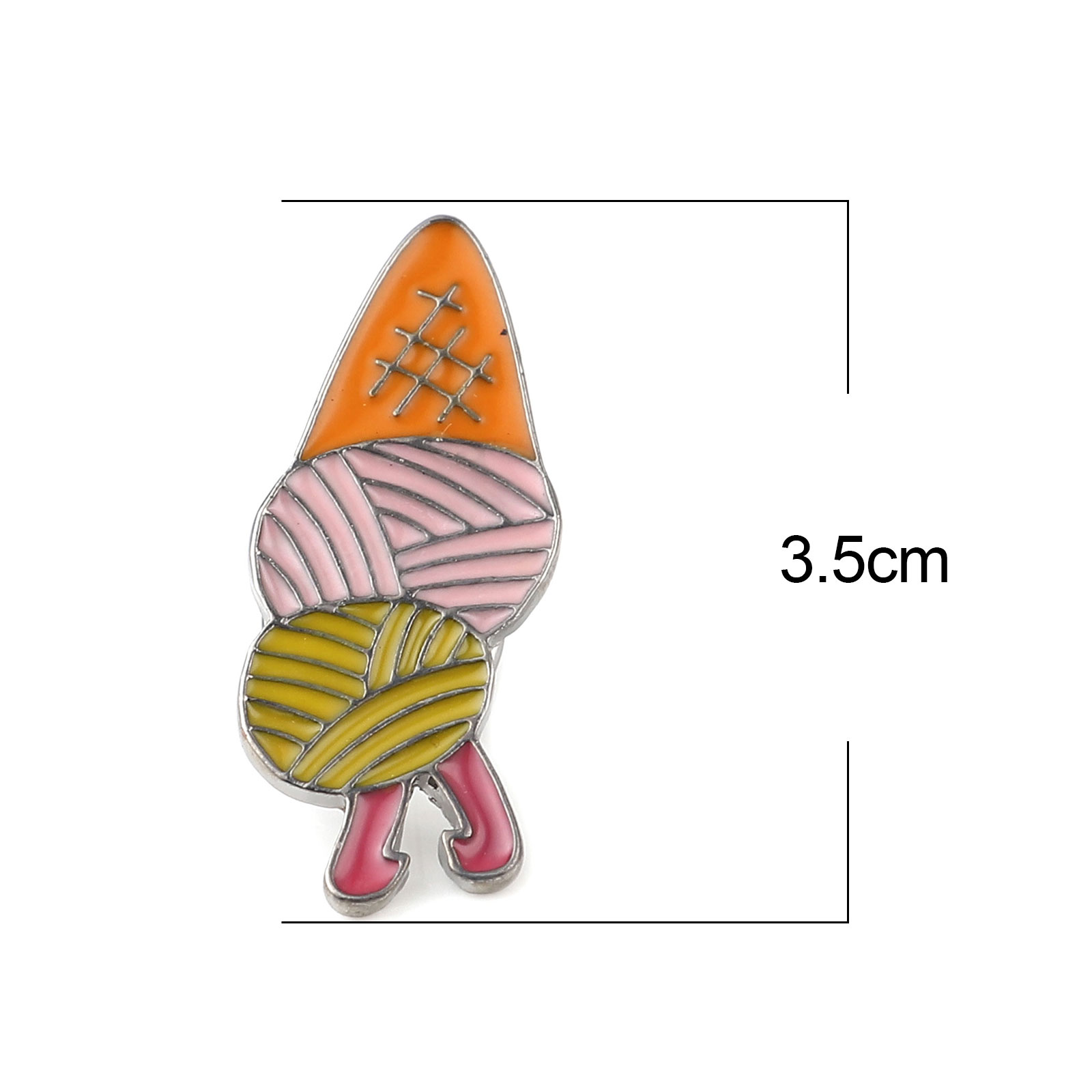 Picture of Pin Brooches Findings Ball of yarn Gunmetal Multicolor Enamel 35mm x 14mm, 2 PCs