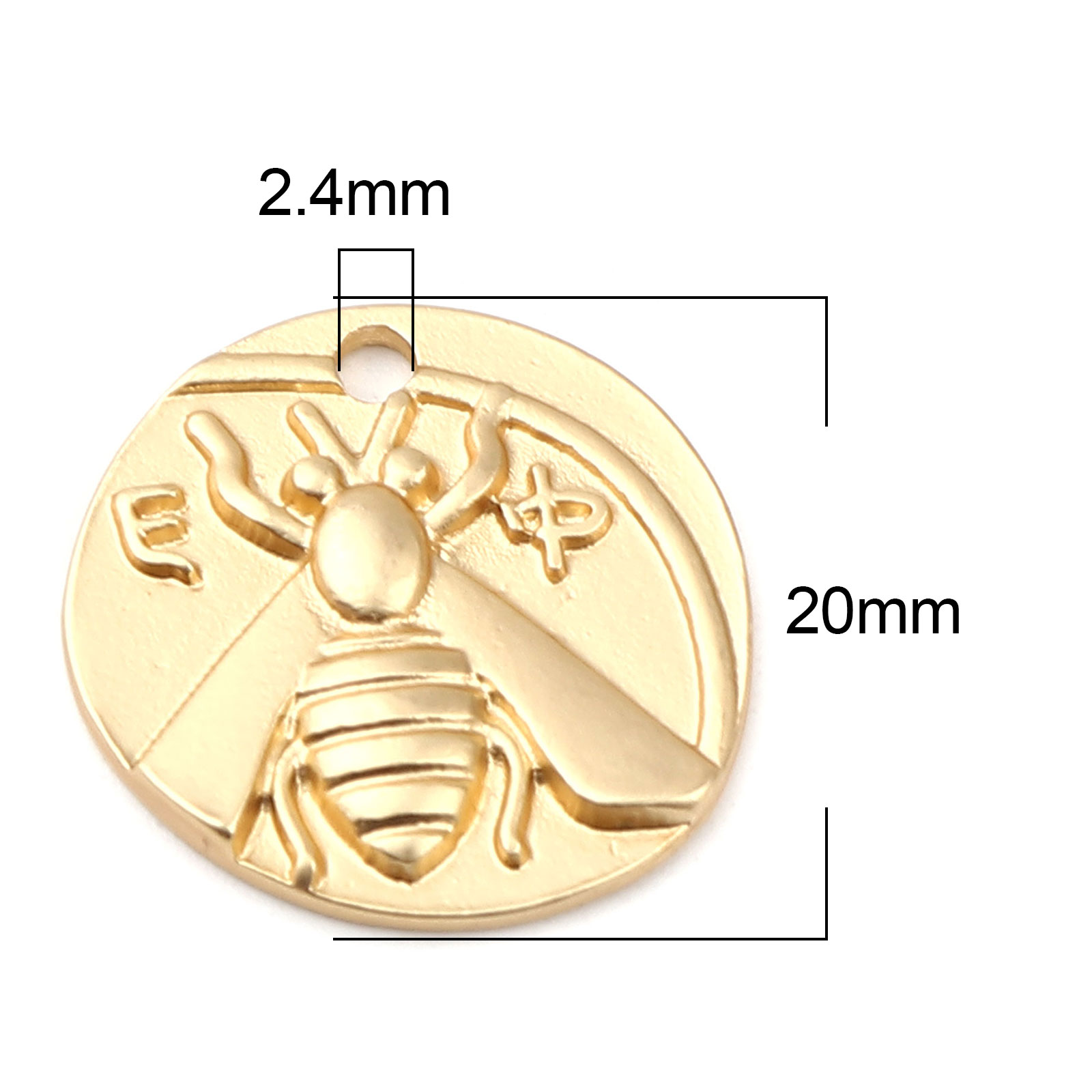 Picture of Zinc Based Alloy Insect Charms Round Matt Gold Bee 20mm x 19mm, 5 PCs