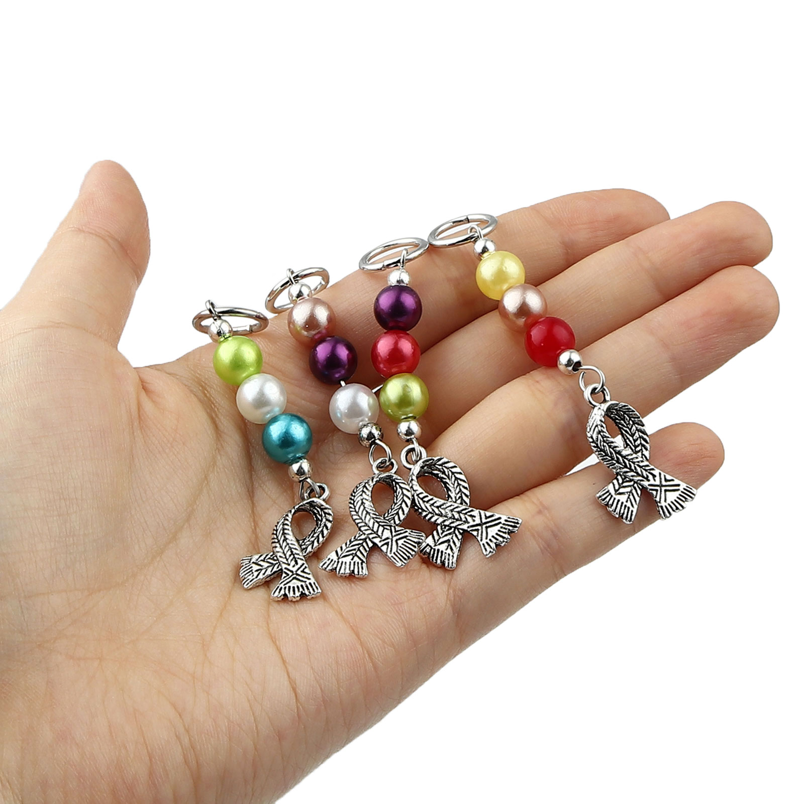 Picture of Zinc Based Alloy & Acrylic Knitting Stitch Markers Scarf Antique Silver Color At Random Color 70mm x 17mm, 10 PCs