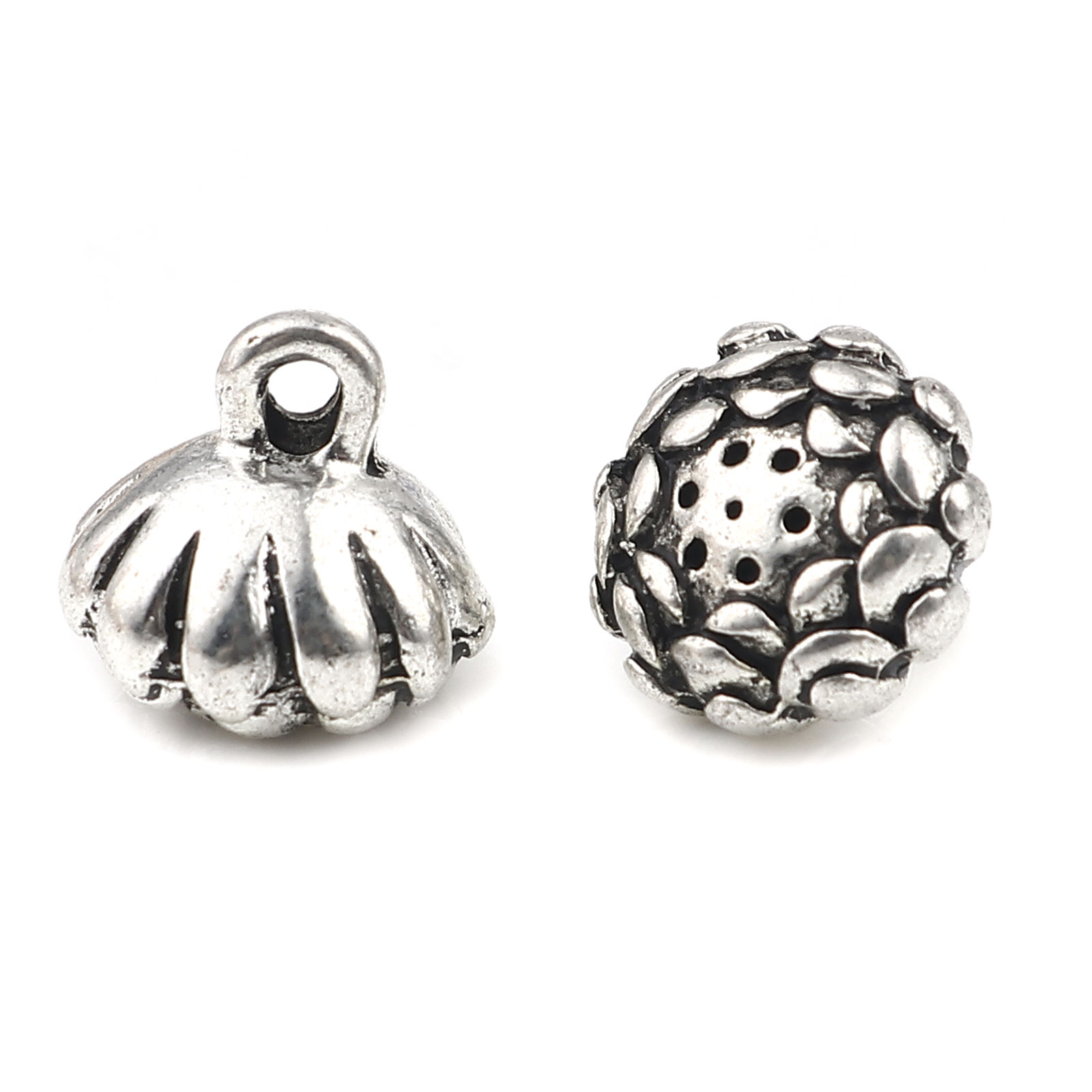 Picture of Zinc Based Alloy Charms Lotus Seedpod Antique Silver Color 12mm x 12mm, 10 PCs